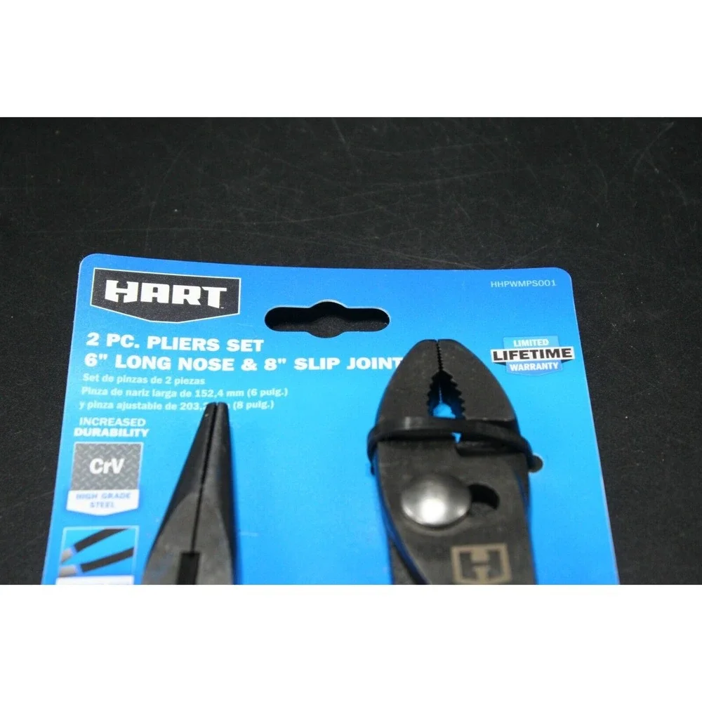 2 Piece Pliers Set From Hart-6" Long Nose &‎ 8" Slip Joint Brand New - Picture 2 of 7